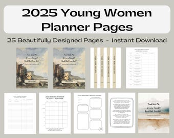 2025 LDS Young Women Planner | Printable Binder | D&C 6:36 | Look Unto Me In Every Thought Doubt Not Fear Not | YW Binder