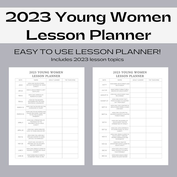 Lds Young Women Lessons 2023 Etsy