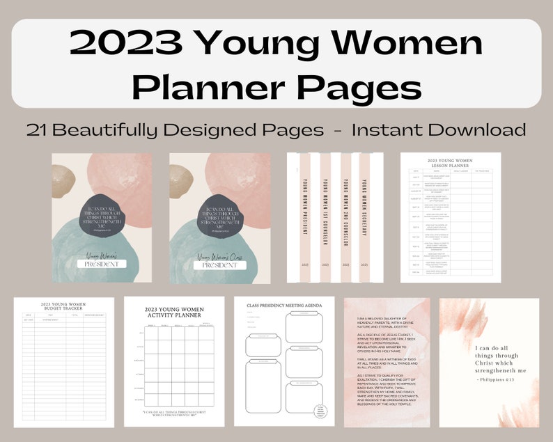 2023 LDS Young Women Planner Printable Binder Philippians Etsy