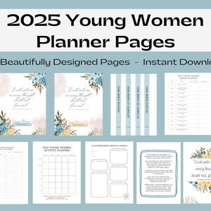 2025 LDS Young Women Planner | Printable Binder | D&C 6:36 | Look Unto Me In Every Thought Doubt Not Fear Not | YW Binder
