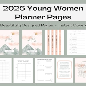 2026 LDS Young Women Planner | Printable Binder | Moses 6:34 | Walk With Me | YW Binder