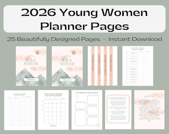 2026 LDS Young Women Planner | Printable Binder | Moses 6:34 | Walk With Me | YW Binder