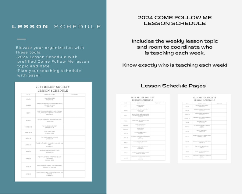 2024 Relief Society Lesson Schedule Printable Pages Come Follow Me