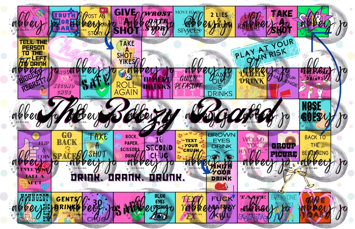 The Boozy Board Drinking Game Board Game Tipsy Table Day Drinking