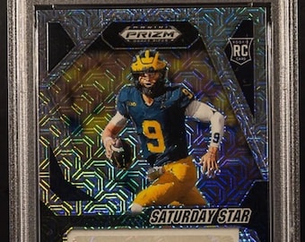 NFL Football Hot Pack:1 Guaranteed Graded Card(Grade 8+)+12 Miscellaneous Cards! Panini Prizm Draft JJ McCarthy Mojo Rookie Auto Chaser-READ