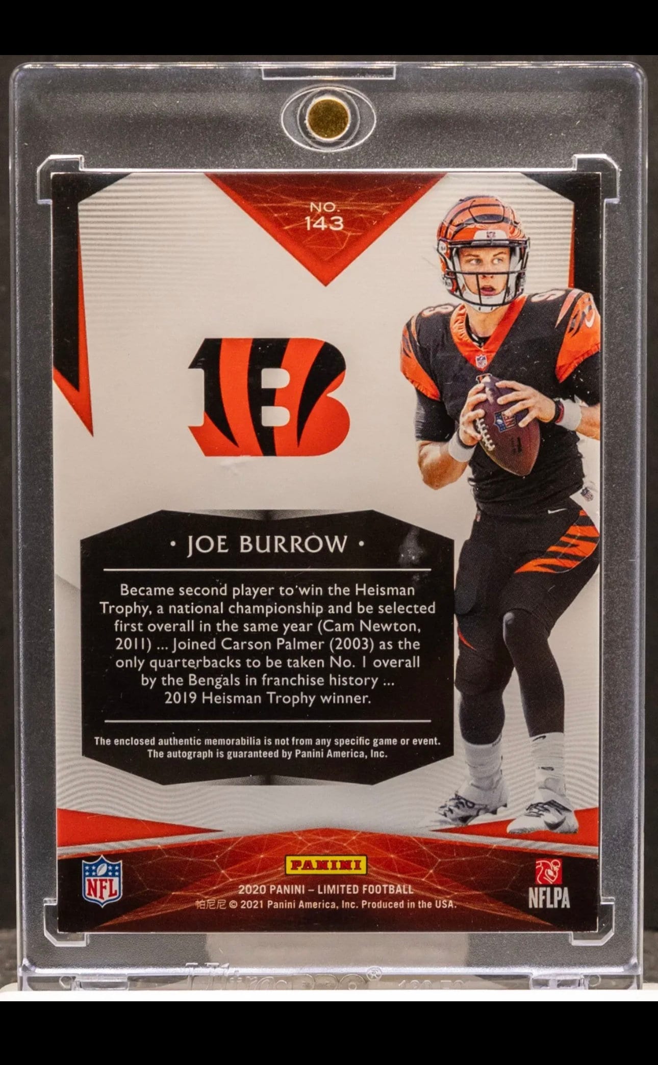 Joe Burrow Panini Limited Rookie Patch Auto /10 Chaser Pack