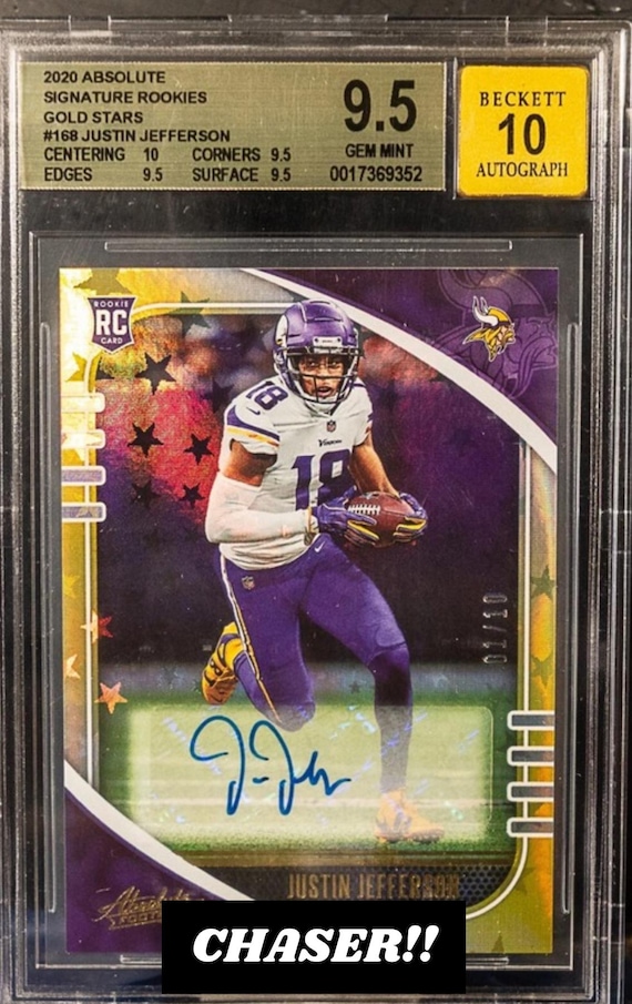 justin jefferson graded card 2020 Donruss Optic Rated Rookie Justin Jefferson PSA/DNA Auto GEM MINT 10