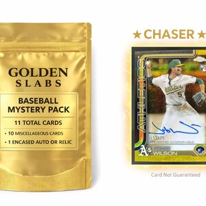 MLB Baseball Hot Pack: 1 garanterat autokort eller Relic Encased-kort + 10 diverse kort! Jacob Wilson Chrome Gold Rookie Auto /75 Chaser