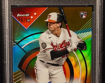 Paquete de béisbol de la MLB: ¡1 tarjeta con calificación garantizada + 10 tarjetas varias! Paquete de cazadores automáticos de novatos de Adley Rutschman, Topps Finest Gold Refractor