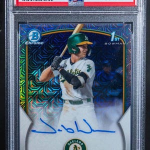 Jacob Wilson Bowman Chrome Draft /150 Rookie Auto Chaser Pack 1 tarjeta calificada garantizada (Grado 8+ garantizado) + 10 tarjetas misceláneas - LEER