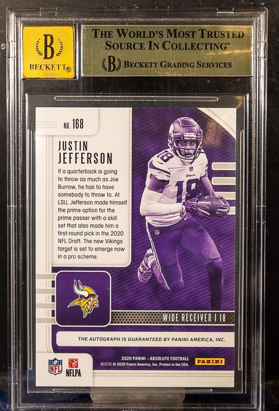 justin jefferson graded card Justin Jefferson 2020 Leaf Rookie Silver Rookie Card #RS-45 (Gem Mint 10) main image 1