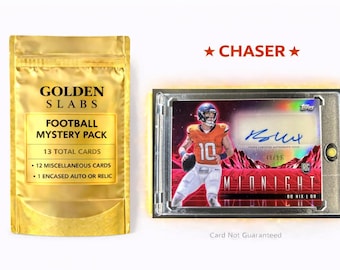 NFL Football Hot Pack:1 Guaranteed Autograph or Relic Encased Card+12 Miscellaneous Cards! Bo Nix Topps Midnight Rookie Auto /99 Chaser