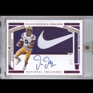 Justin jefferson National Treasures Rookie Patch Auto / 2 Chaser Pack Garantiert 2 Hits (Auto / Relikte) + 6 Rookies (20 Karten insgesamt) NFL Hot Pack