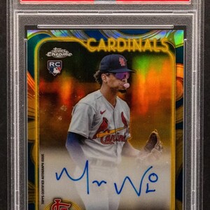 Masyn Winn Topps Chrome Draft Blue /50 Rookie Auto Chaser Pack garantizado 1 tarjeta calificada (Grado 8+ garantizado) + 10 tarjetas misceláneas. ¡LEA!