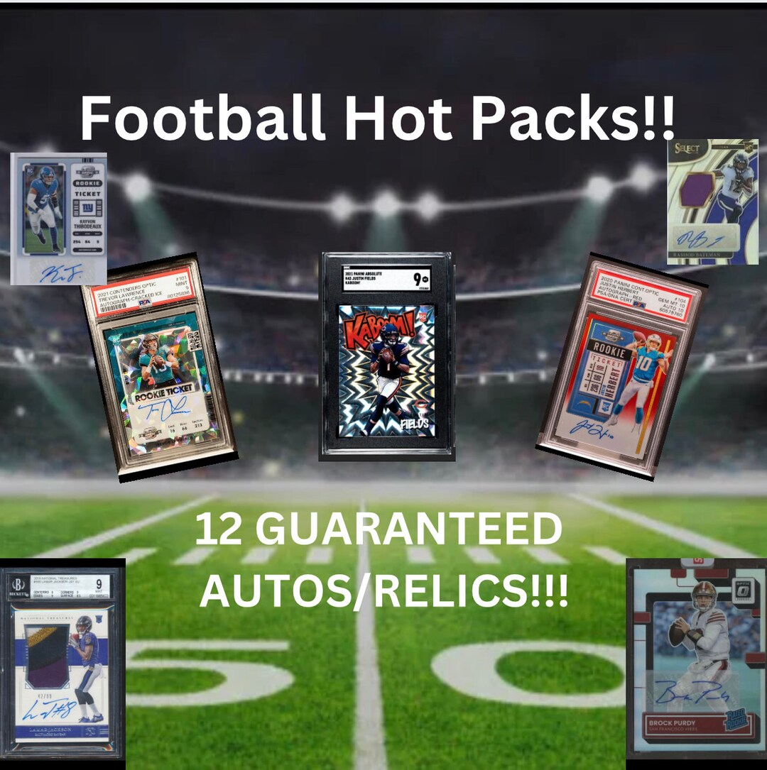 Huge NFL Football Sports Card Hot Pack. 12 GUARANTEED Hits. Etsy