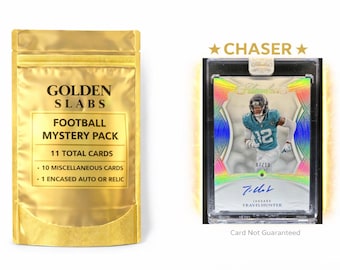 NFL Football Pack:1 Guaranteed Auto or Relic Encased Card+10 Miscellaneous Cards! Travis Hunter Flawless Diamond Rookie Auto /10 Chaser
