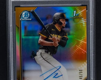 MLB Baseball Hot Pack:1 Guaranteed Graded Card +8 Miscellaneous Cards! Bowman James Wood Gold Refractor Rookie Auto /50 Chaser Pack-READ