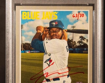 Vladimir Guerrero Jr Topps Heritage Red Rookie Auto Chaser Pack garantizado 1 tarjeta calificada (Grado 8+ garantizado) + 8 tarjetas misceláneas. - LEER