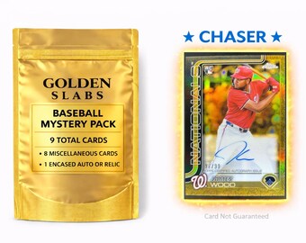 MLB Baseball Hot Pack:1 Guaranteed Autograph or Relic Encased Card+ 8 Miscellaneous Cards! James Wood Chrome Gold Rookie Auto /99 Chaser