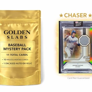 MLB Baseball Hot Pack: 1 Guaranteed Auto or Relic Encased Card+ 10 Miscellaneous Cards! MVP Collection Shohei Ohtani Jersey Gold Foil Chaser