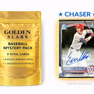 Paquete Misterioso de Béisbol MLB: ¡1 Tarjeta Autografiada o con Relic Garantizada + 8 Tarjetas Variadas! Bowman Draft Eli Willits Prospect Auto Chaser