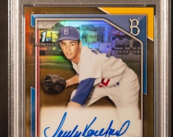 MLB Baseball Hot Pack:1 Guaranteed Graded Card +12 Miscellaneous Cards! Bowman Chrome Sandy Koufax Gold Refractor Auto /50 Chaser Pack-READ