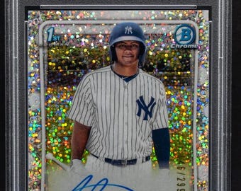 Paquete de béisbol de la MLB: ¡1 tarjeta con calificación garantizada + 10 tarjetas varias! Bowman Jasson Dominguez Speckle Refractor Rookie Auto Chaser Pack - LEER
