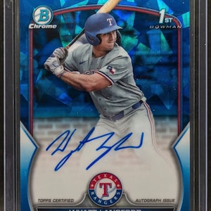 MLB Baseball Hot Pack: 1 Garantiertes Autos / Relikt + 20 Verschiedene Karten !! 2023 Bowman Chrome Wyatt Langford Sapphire Auto Chaser Pack-READ