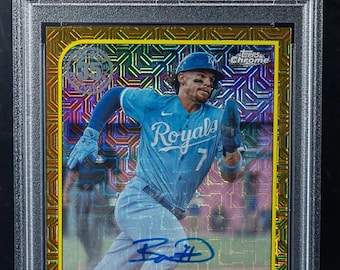 Paquete de béisbol de la MLB: ¡1 tarjeta con calificación garantizada + 10 tarjetas varias! Topps Chrome Bobby Witt Jr Gold Refractor Auto Chaser Pack - LEER