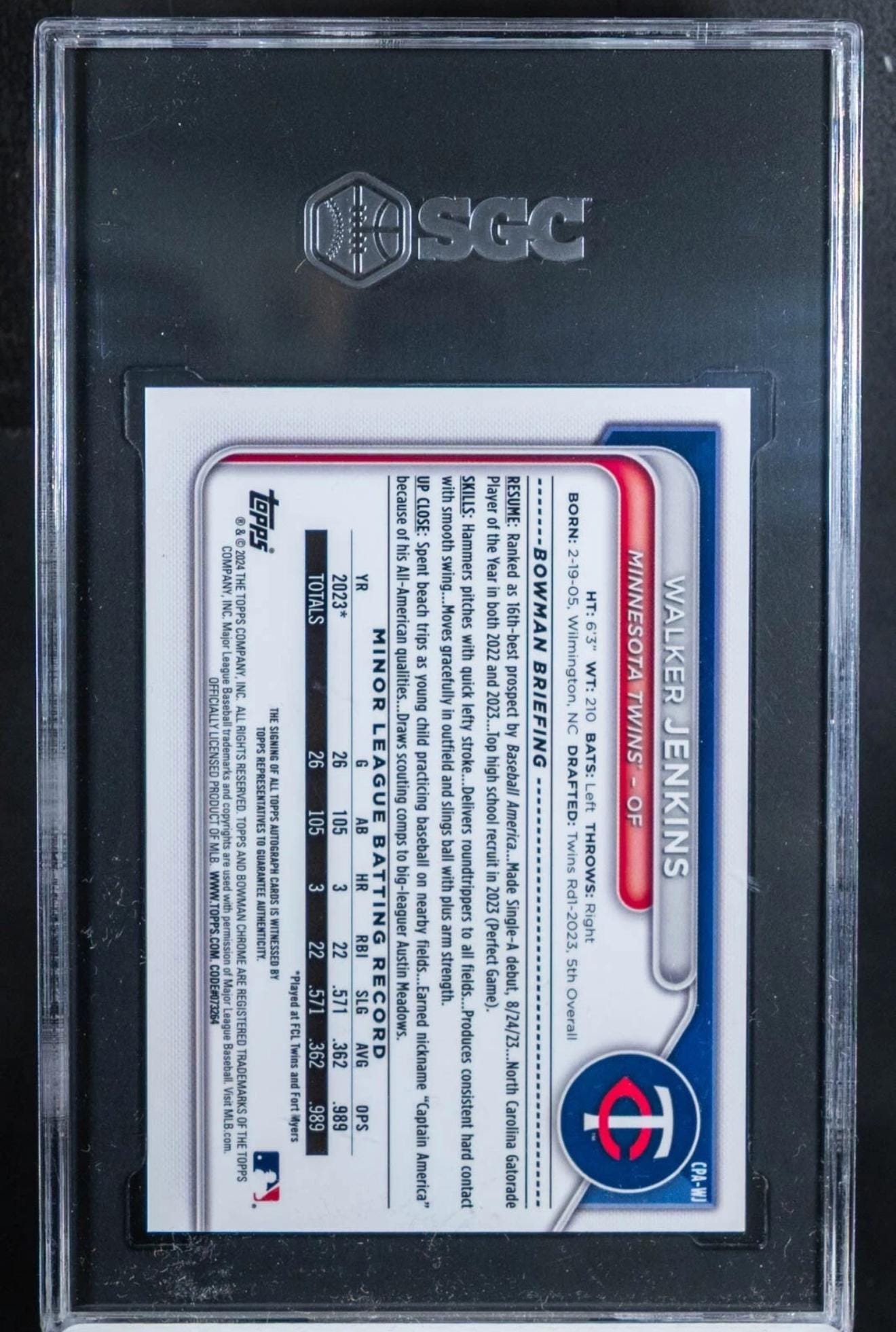 Walker Jenkins Bowman Chrome Green Rookie Auto /99 Chaser Pack 