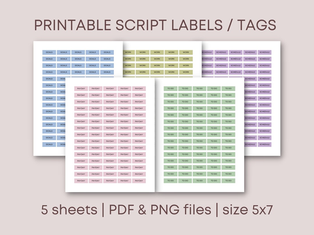 Printable Script Label Tag Stickers for Journals, Planners, Notebooks ...