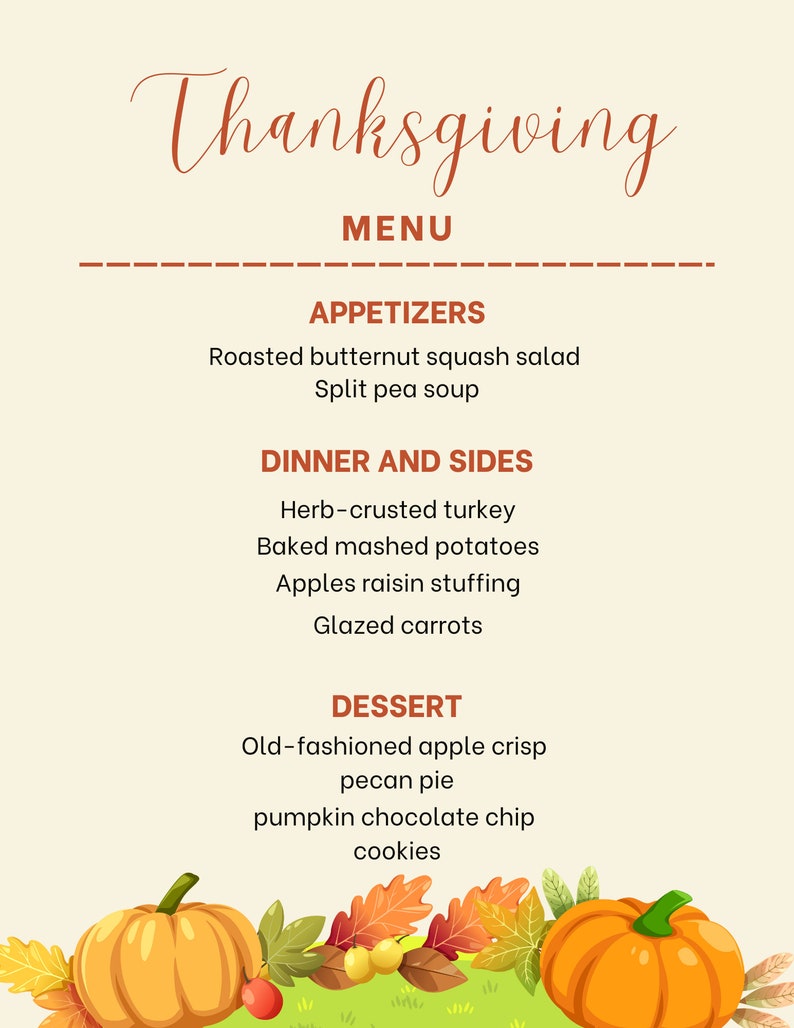 Thanksgiving Menu image 1