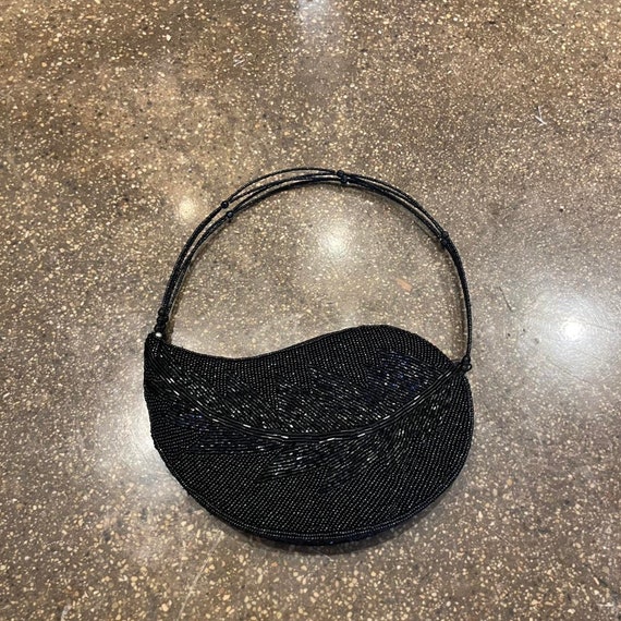 Black beaded handbag condition perfect - image 2