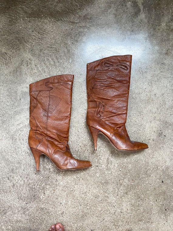 Brown faux leather western design