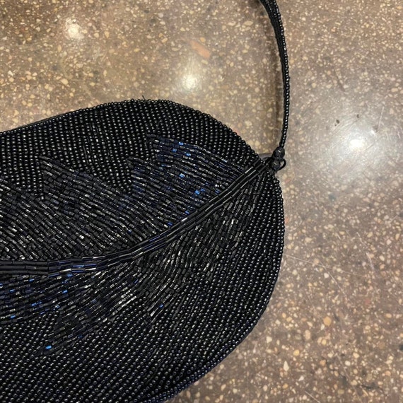 Black beaded handbag condition perfect - image 4
