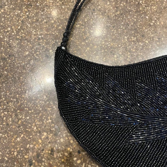 Black beaded handbag condition perfect - image 3
