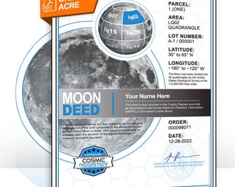 PDF Email 10 Acre Deed of Land on Mars High Quality Image - Etsy
