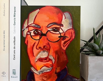 Fernando – Pintura al óleo original sobre tabla de madera / Retrato abstracto / Arte contemporáneo moderno