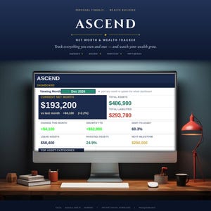 Net Worth Tracker Spreadsheet | Excel & Google Sheets | Wealth Dashboard, Financial Planner and FIRE Calculator | Net Worth by Age Tracker