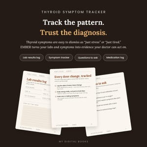 Thyroid Symptom Tracker, Hashimoto Journal Printable, TSH T3 T4 Lab Results Log, Hypothyroidism Health Planner (PDF)