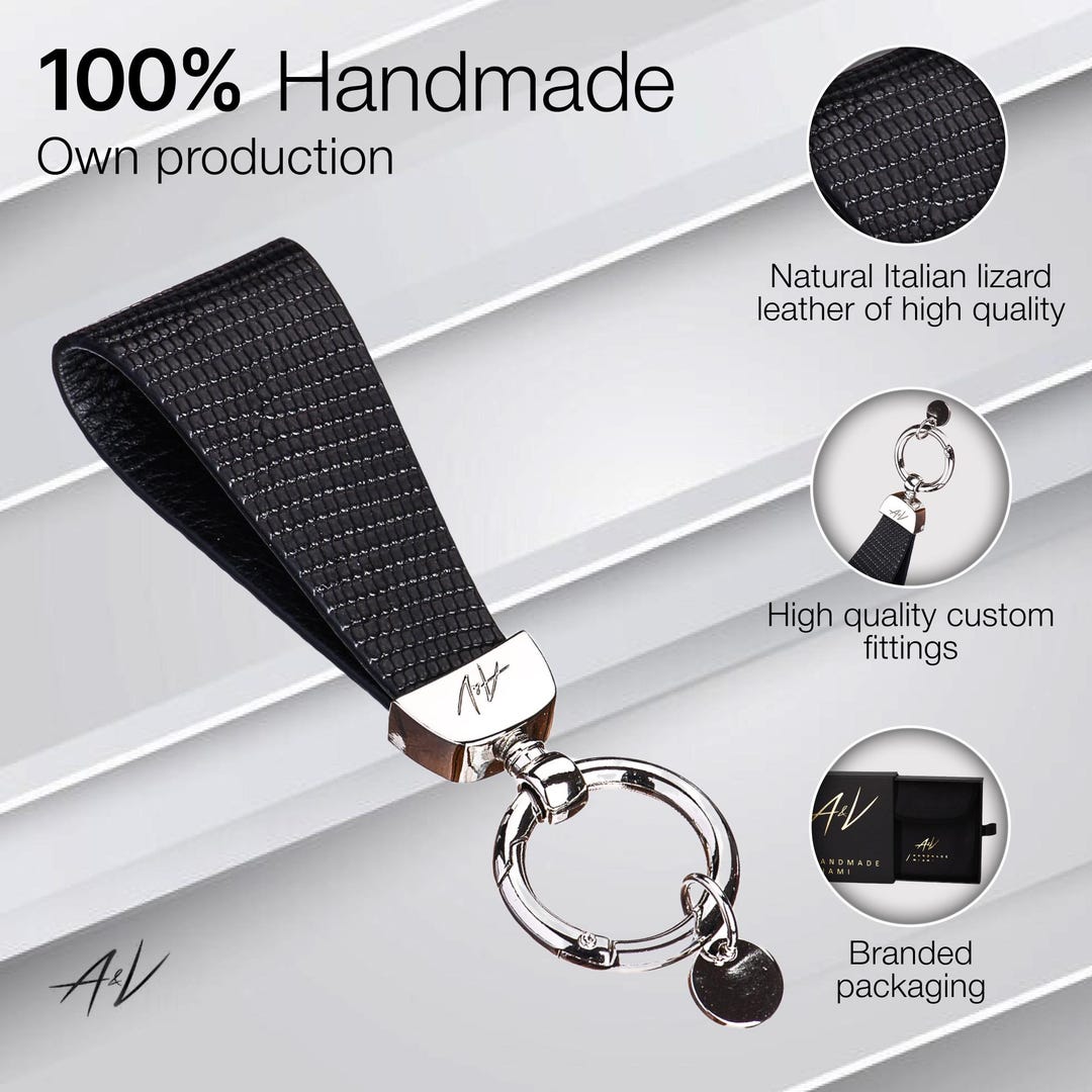小物 LIZARD EMBOSS LEATHER KEY HOLDER Lizard Leather Keychain, 