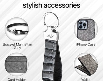 Llavero de piel de caimán: hecho a mano, en caja de regalo