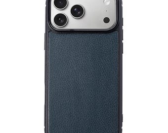 Kensington Blue Goatskin Leather Case for iPhone 17 Pro Max | Classic Phone Cover