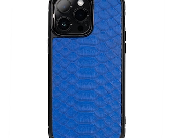 Handmade Python Leather iPhone 14 Pro Max Case: Italian Leather, Alcantara Lining