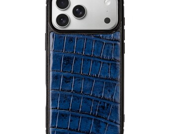 Blue Reefs Alligator Leather Case for iPhone 17 Pro | Classic Phone Cover