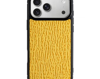 Yellow Shark Leather Case for iPhone 17 Pro | Classic Phone Cover