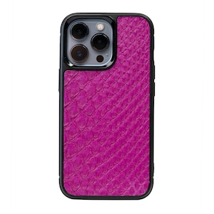 Capa de luxo em pele de python para iPhone 13 Pro: couro italiano feito à mão
