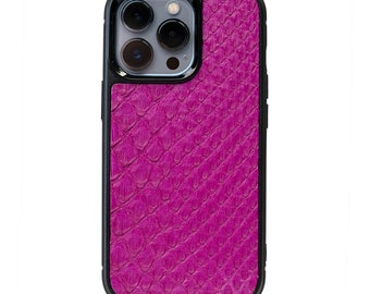 Luxury Python Skin iPhone 13 Pro Case: Handmade Italian Leather