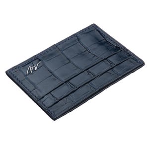 Porta carte di credito piccolo in pelle di alligatore, porta carte fatto a mano, porta carte di credito, pelle di alligatore esclusiva, regalo per lui
