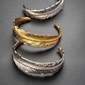 Unique Feather Bracelet Men, Stainless Steel Bracelet, Gifts For Him, Gift College Student, Men Bracelet Cuff, Teen Boy Gift FEATHER SILVER